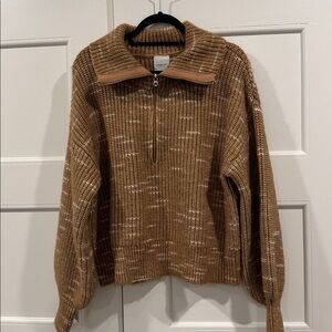 Varley Tan and Cream Women's Cowl Sweater